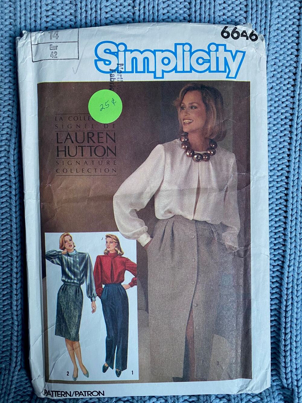 Simplicity 6646 skirt pant pattern size 14